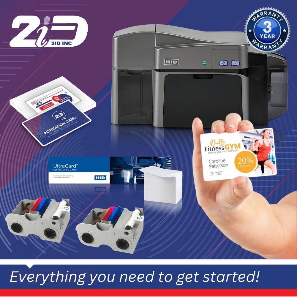 HID FARGO DTC1250e Dual-Sided PVC ID Card Printer Bundle