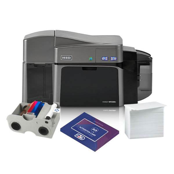HID FARGO DTC1250e Dual-Sided PVC ID Card Printer Bundle